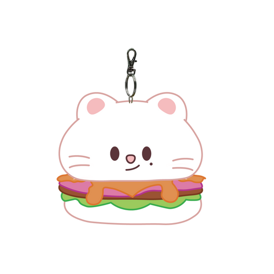 Keychain with a cartoon cat face design