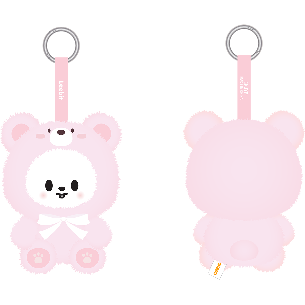 Two pink bear-shaped keychains