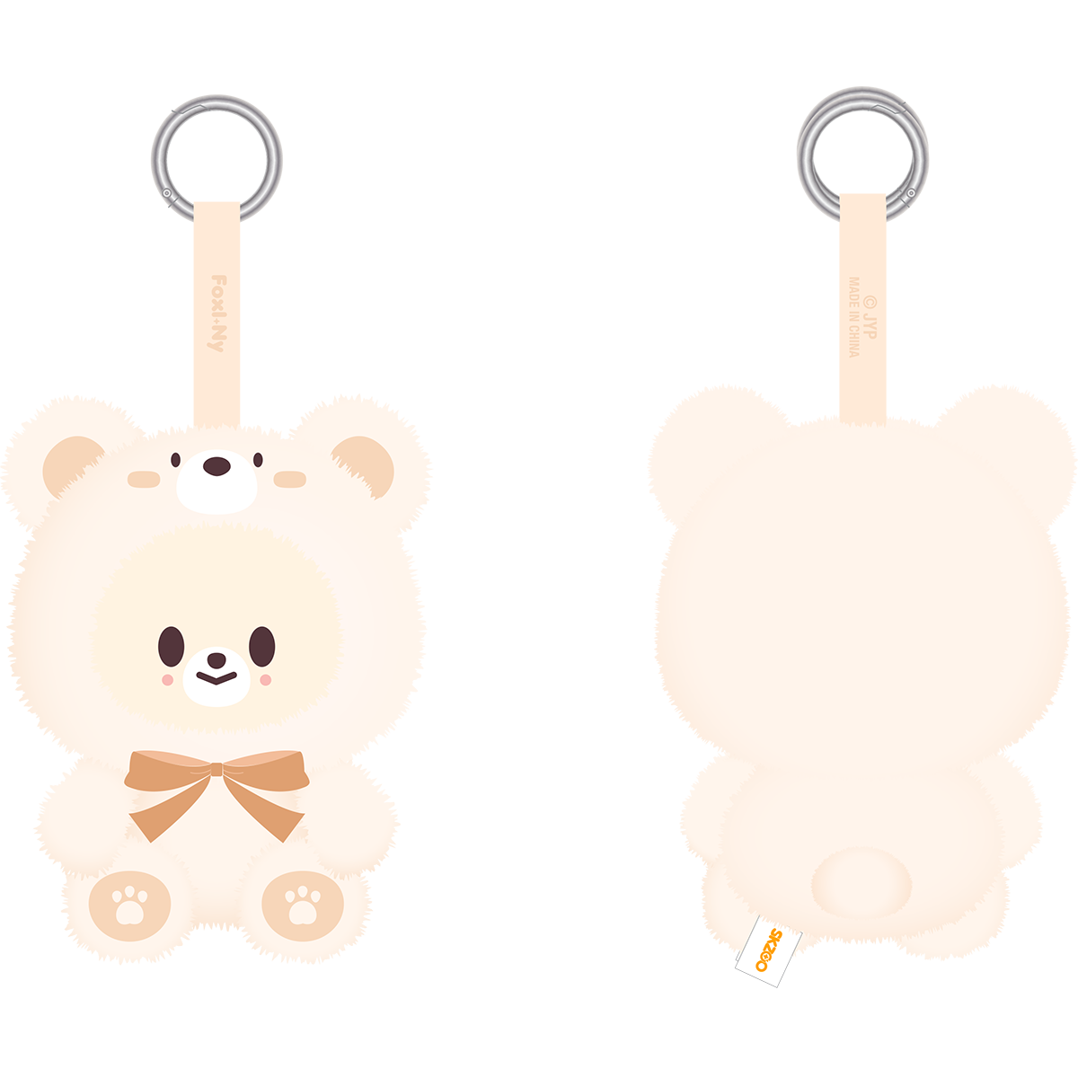 Two plush toys shaped like bears with a bow tie 