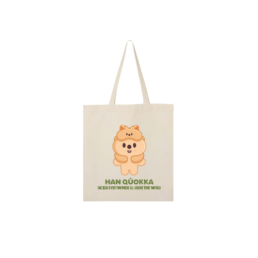 Tote bag with a cartoon quokka design