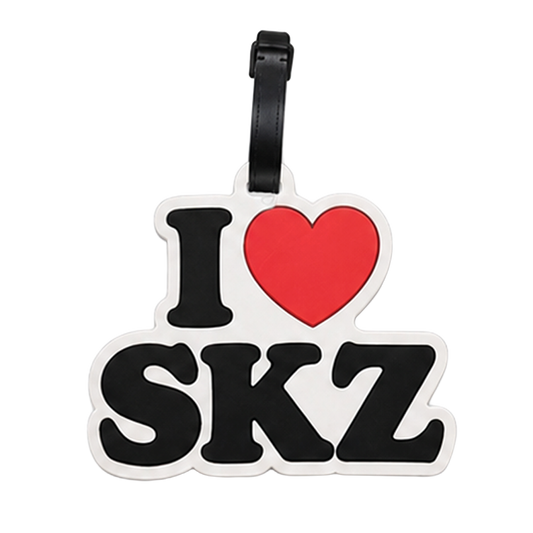 Luggage tag with 'I ❤️ SKZ' text 